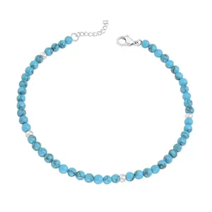 Steel by Design Stainless Howlite Bead Ankle Br acelet