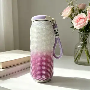 Rhinestone Travel Tumbler (17 oz) — Includes Lanyard | Sparkling Rhinestone Stainless Steel Insulated Cup | Portable Travel Mug (with Carry Strap) | The Perfect Birthday Gift for Women and Girls