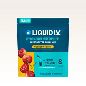 Liquid I.V. Hydration Multiplier - Golden Cherry - Hydration Powder Packets | Electrolyte Powder Drink Mix | Convenient Single-Serving Sticks | 8 Vitamins & Nutrients | 1 Pack (16 Servings)
