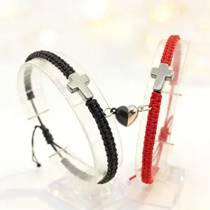 SOULARA Magnetic Cross Couple Bracelets | Matching Faith Jewelry | Adjustable Nickel-Free | Perfect Sentimental Gift | Fast US Shipping 2-5 Days