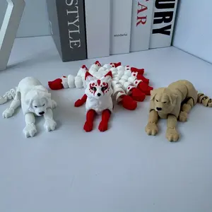 3 Pack 3D Printed Dog King and White Red Fox Statues, Party Favors, Holiday Decorations