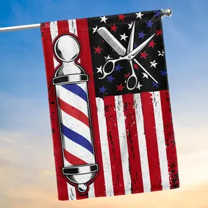 Barber Shop American Flag for House - Flagwix Patriotic Barbershop Flag LHA777F, Red White Blue USA Garden Yard Flag, Decorative House Flag with Scissors and Comb, Outdoor Polyester Banner 29.5x39.5, Gift for Hair Stylist, Barber Decor