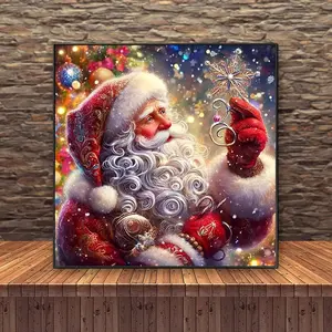Christmas Dream Glow Santa Crystal Diamond Painting Kit, 5D DIY Mosaic Art Tool for Beginners, Full Round Diamond Gem Art Decor Gift for Home Walls