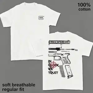 Men’s Tactical Graphic T-Shirt 100% Cotton Firearm Inspired Tee, Vintage Pistol Parts Diagram Shirt With “In Steel We Trust” Quote, Soft Breathable Regular Fit Casual Streetwear for Outdoor, Hunting and Range Style Fans