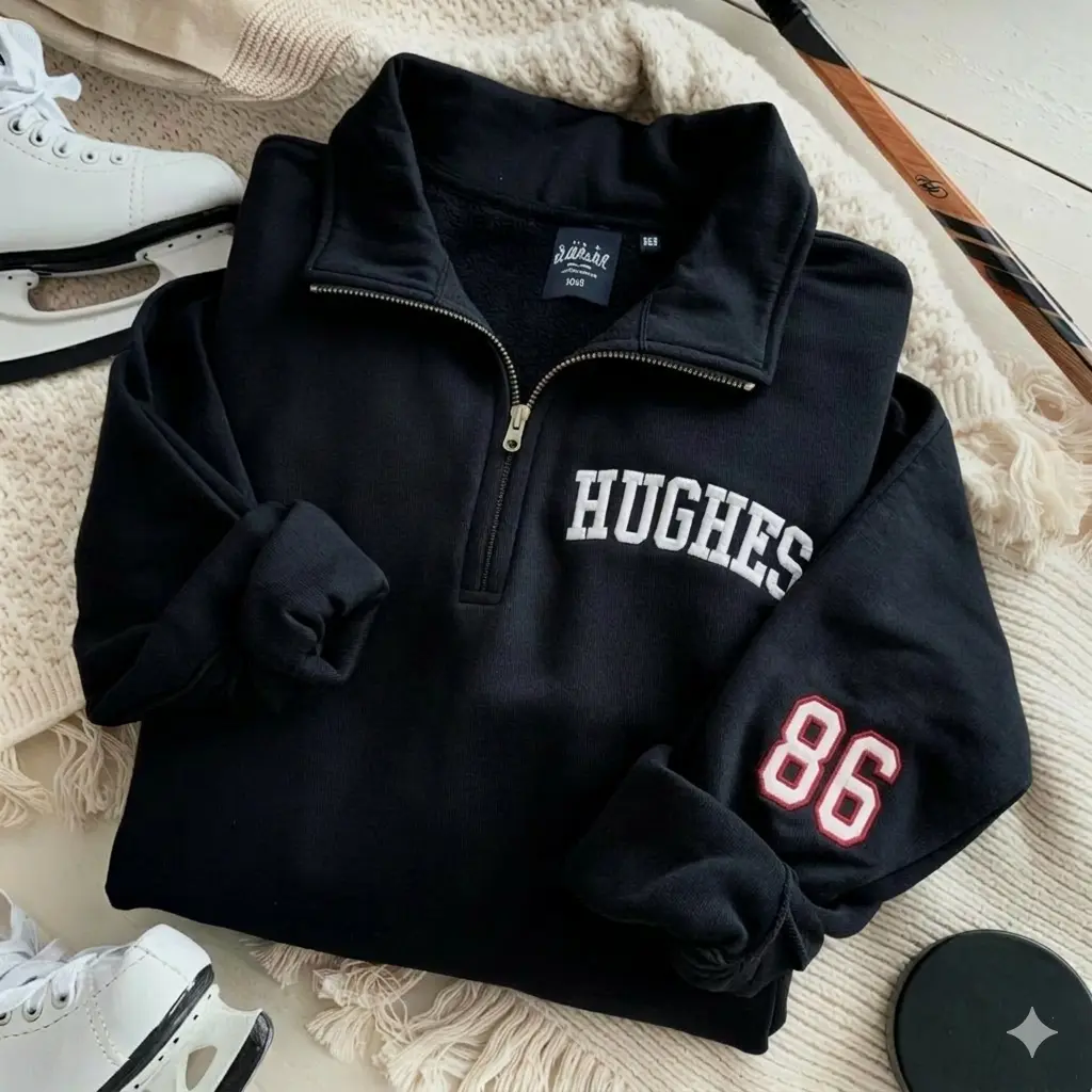 Custom Name Quarter Zip Sweatshirt, Personalized Varsity Pullover with Number, Custom Hockey Shirt, Women's Hockey, USA Hockey Sweatshirt