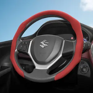 For SUZUKI NAPPA Perforated Leather Steering Wheel Cover Anti-slip Breathable Quick-install Design All-season For Wagon R/Swift/Ertiga/Brezza/Baleno/Fronx/Dzire/Spacia/Alto/Eeco/Hustler/Grand Vitara/S-Cross/Ignis/Ciaz/XL6/XL7/Jimny Black Mocha Brown