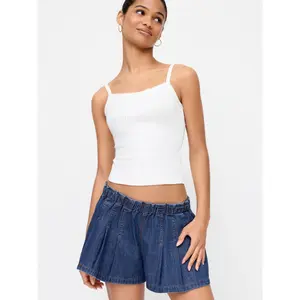 Cider Denim Pleated Low Rise Ruched Wide Leg Shorts SwimWeek