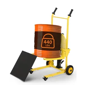 Hydraulic Material Lift Winch Stacker – 440 lbs Capacity – 36" Max Lift – Steel Platform Pallet Jack with Swivel Lockable Casters, Heavy Duty Truck Dolly for Warehouse & Industrial Material Handling