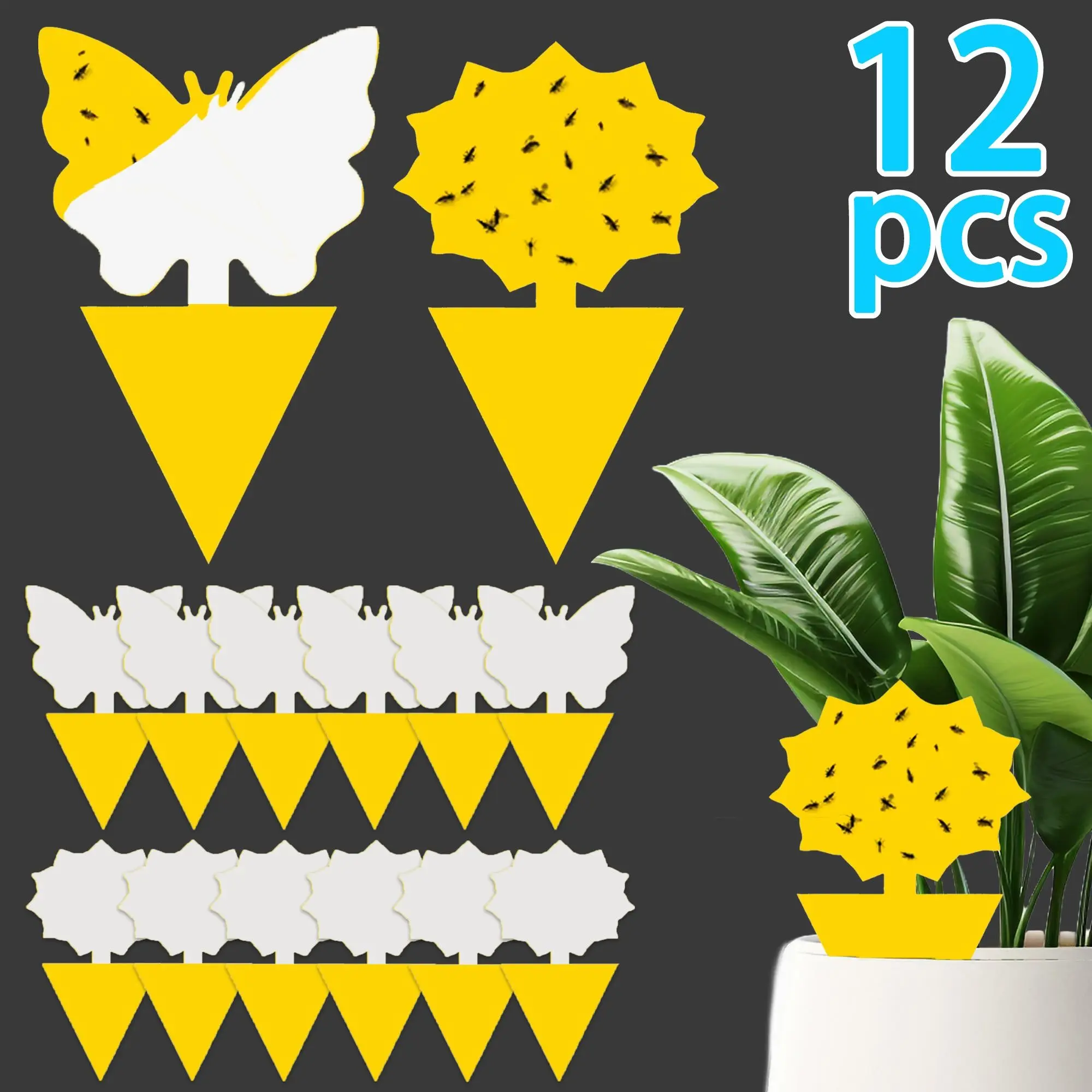 Fly Insect Trap Set, Flying Insect Trap, Strong Adhesive Non-Toxic Sticky Traps, Sticky Bug Traps for Indoor Outdoor Use, Ideal for Garden Patio Orchard Kitchen