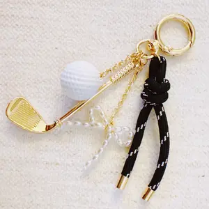 Par Tee Golf Bag Charm – Chic Gold & Forest Green Accent with Golf Club and Ball Charms