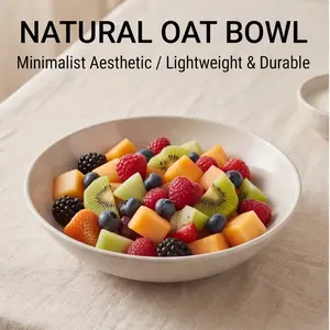 6-Piece Set 8.8 Inch Oatmeal Bowls, Family Size Melamine Bowls, Oat Color, Durable & Lightweight, Perfect for Breakfast & Snacks