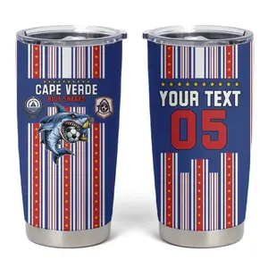 Custom Cape Verde Football Tumbler Cup Monster Blue Shark Striped Style