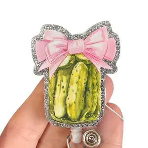 Glitter My Badge Pickle badge reel for nurse and hospital workers. Badge clip Badge pull - Retractable swivel clip with a 360 rotation. Great gift for coworker.