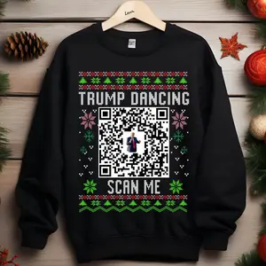Trump Dance YMCA QR Code Ugly Christmas Sweatshirt, YMCA Trump Dance qr Code sweatshirt