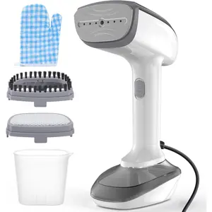 Handheld Fabric Steamer - 1800W with Fast Ceramic Heat-Up Plate, 2-in-1 Ironing & Wrinkle Remover, Steam Nozzle, Lint Brush - White, for  120V Only