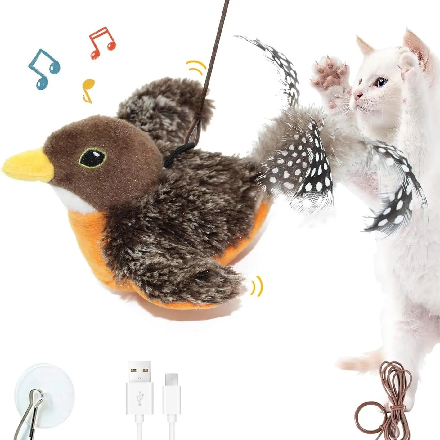 Gift for Pets, Bird Shaped Cat Hanging Toy, 1 Count Bird Design Cat Chase Toy, Interactive Cat Toy, Pet Supplies for Indoor Use, Pet Products, Valenti