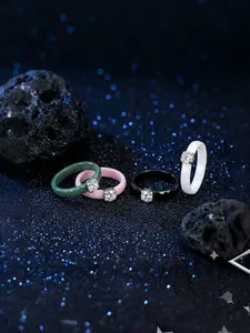 Classic Promise Ring for Women Ceramic Wedding Band Stackable 3mm Thin Minimalist Colorful Engagement Rings in White Black Pink Green