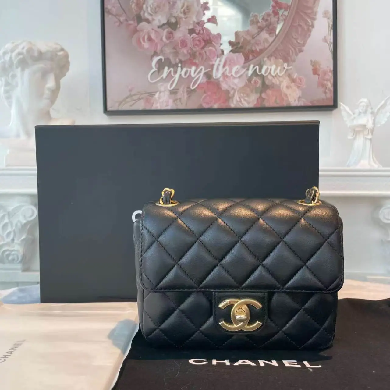 Pre-owned CHANEL Lambskin Shoulder Bags BJ110MC050215 23C Black