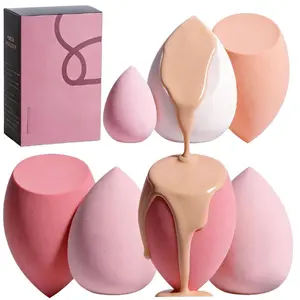 7-Piece Soft Seamless Cosmetic Makeup Sponge Set with Storage Case, Ideal for Liquid, Cream, and Powder Products, Includes 1 Mini Travel Sponge for Daily Use (A-Pink)