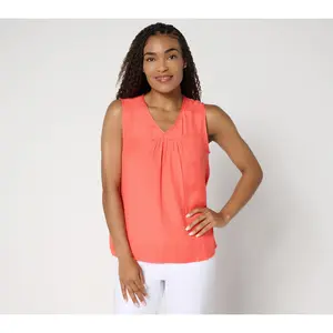 nicole by Nicole Miller Sally Pucker Lined V-Neck Tank Top