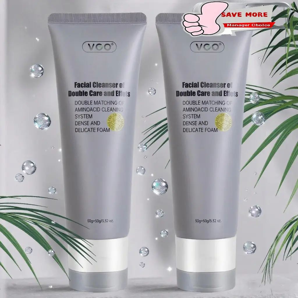 VGO Dual-Effect Facial Cleanser, Hydrating Amino Acid & Bamboo Charcoal Foam Wash to Moisturize & Control Oil, Gentle for Sensitive Skin, Radiance, Facial Wash, Squeeze, Morning Routine, Soft Skin, Even Skin Tone face tighten reduces dryness