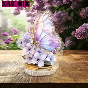 New Peony Butterfly Standee Decoration, 2D Acrylic Home Craft Ornament, Decorative Display Base, Elegant Room Accent, Artistic