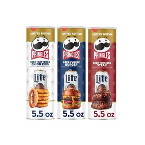 Limited Edition Pringles Miller Lite Bundle of 3- Beer Batter Onion Rings, Beer CheeseBurger, & Beer Braised Steak