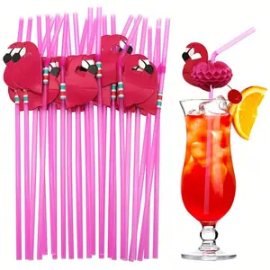 3D Fruit Paper Straws Flamingo Design, Stripe Paper Straws, Bar Decoration, Hawaiian Beach Party Supplies, Fun and Colorful Drinkware, Drinking Straw