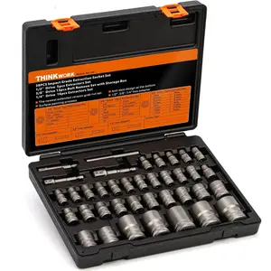 Bolt Extractor Kit, 38-Piece Nut Extractor Set, 1/4" 3/8" 1/2" Drive Rounded Bolt Remover, Lug Nut Removal Tool for Damaged, Rusted, Rounded-Off, Stripped