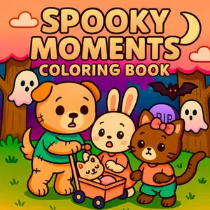 Spooky Moments Coloring Book: 50 Cute, Cozy, and Comfy Designs with Adorable Spooky Characters in Creepy Scenes – For Teens and Adults Paperback