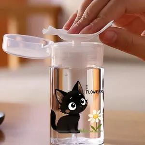 Pink Butterfly Pattern Clear PET Refillable Travel Bottle, Makeup Remover Dispenser, Dispensing Bottle with 3.38oz/6.76oz Portable Pump Dispenser for Nail Polish Remover, Toner and Makeup Remover, Dome Design, Hand Wash Only, Reusable.