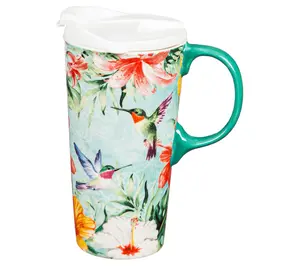 Evergreen 17oz. Ceramic Hummingbird Friends Travel Cup