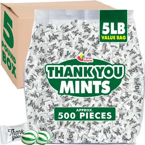 Thank You Hard Candy Mints, Spearmint, 5 Pounds Individually Wrapped