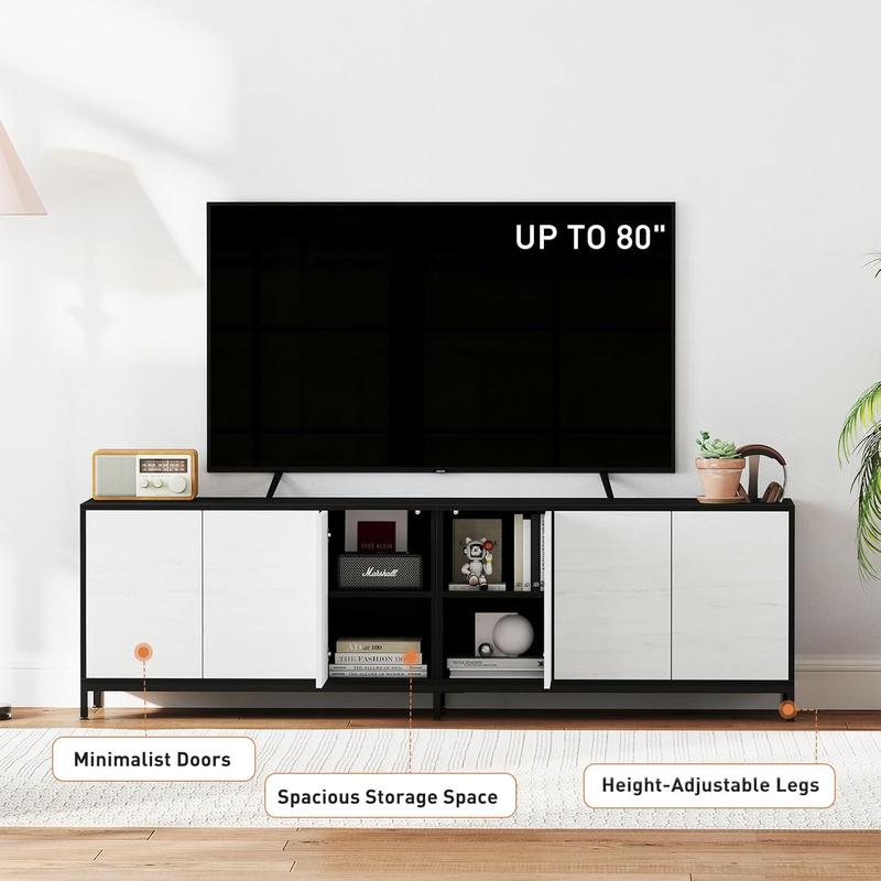 [TikTokShopBlackFriday]CANMOV TV stand for 80" and 85" TVs, modern entertainment center with 6 doors, long console table for living room, bedroom