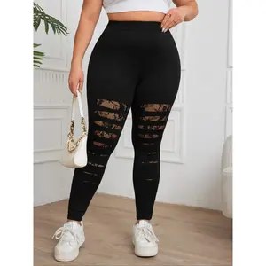 Large lace patchwork transparent leggings, casual high waisted leggings, suitable for daily wear, women's autumn underwearRAIMENTRY