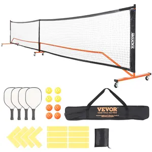 VEVOR Pickleball Net Set,  22FT Regulation Size Portable Pickleball System with Bags, Balls, Paddles, Wheels, and Court Lines, Weather Resistant Metal Frame & PE Net, for Outdoor Backyard Driveway