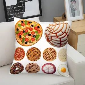 Delicious Food Themed Throw Pillow: Pizza and Dessert Decorative Cushion, Soft Pillow for Kitchen, Living Room, Sofa or Bedroom, Beautiful Gift for Food Lovers