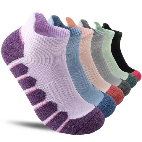 6 Pairs Merino Wool Ankle Running Hiking Socks Compression Support Breathable Thick Cushion No Show Socks for Women&Men Menswear
