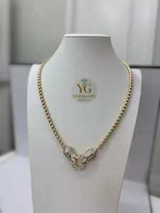 Yarigaby Choker Gold Plated Necklace 21in - Diamond Cut Chain Matelasse Chain Modern Versatile Accessories for Layering and Casual Formal Wear