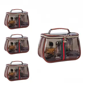 New Retro Vintage Vanity Bag, Waterproof Transparent Vintage Makeup Bag, Ladies Large Capacity Organizer, Travel Skincare Storage Case, Makeup Organizer Travel Case for Women【Brown】