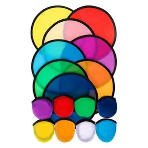 24PCS Foldable Flying Disc Fans Bulk 9.8 Inch DIY Sublimation Handheld Cooling Fan Beach Flying Disc for Summer Outdoor Games Activities Birthday Wedding Party Favors