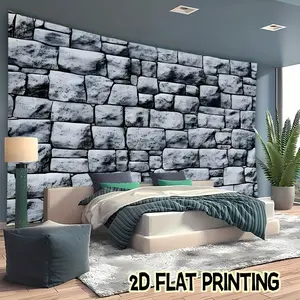 2D flat banner 1pc party Festival banner Medieval castle stone walls and gray bricks Theme scene-Multi functional decoration suitable for festivals, courtyards, studios, homes, and garden celebrations - the perfect holiday gift