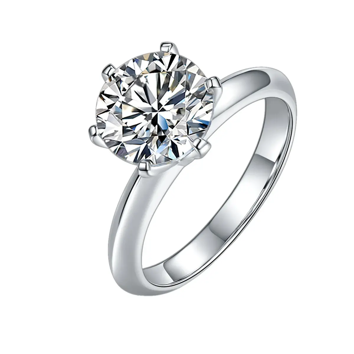 Classic Solitaire Engagement Ring for Women, 925 Sterling Silver 1.5ct-3.0ct Round D Color VVS1, Prong Set Fine Wedding Jewelry, Lab Created Moissanite, 8.0Mm, Rings For Women, M03, Round Shape, 7.5Mm, Multi-Size