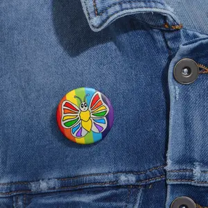 Rainbow butterfly Pin Buttons, insects, bugs, pride, lgbtq