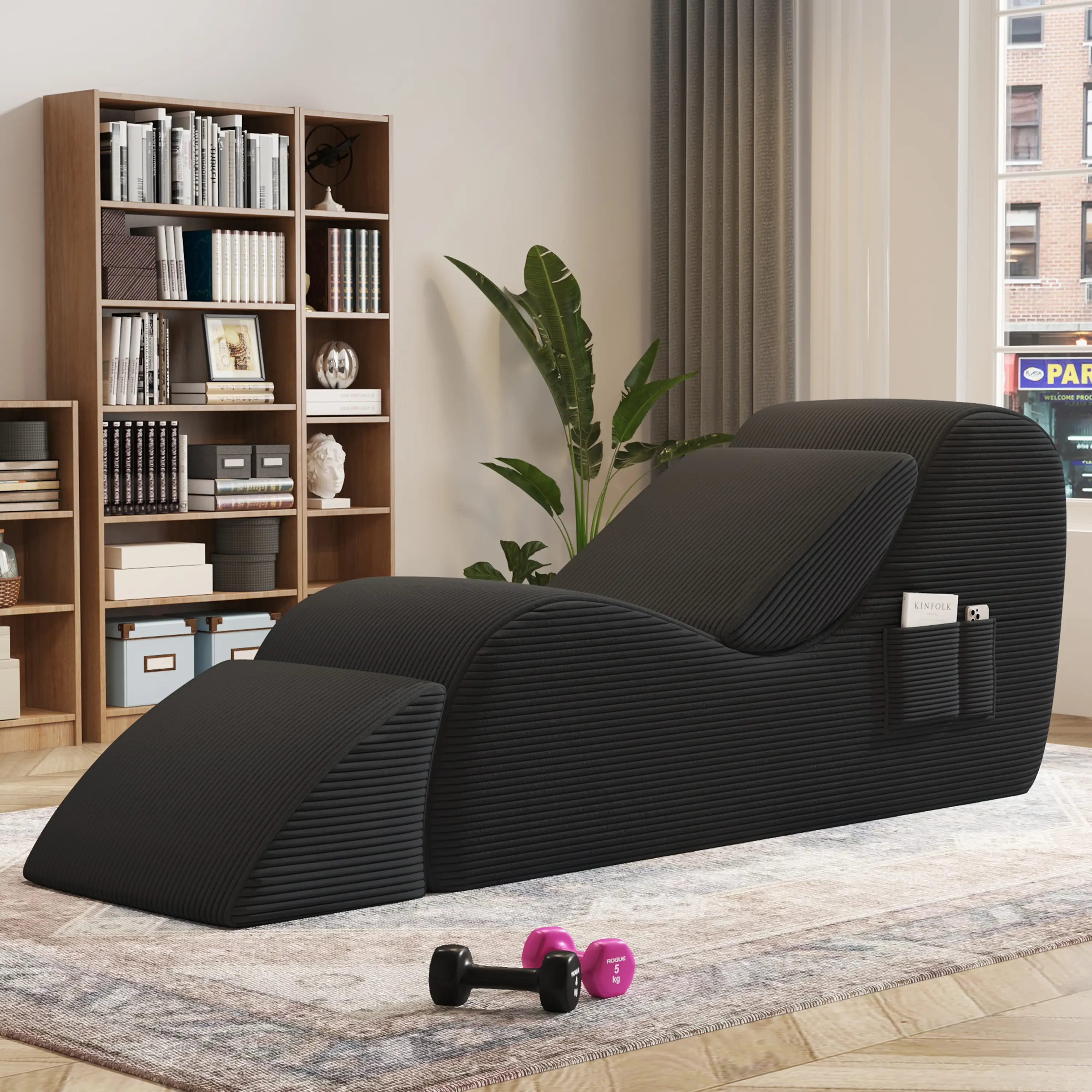 【Fall Deals For You】Yoga Chairs for Women & Adults, Ergonomic Chaise Lounge Chair Indoor with Side Pocket, Lumbar Pillow, Ottoman, Yoga Chair Perfect