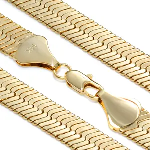 14K Herringbone Necklace 4mm 5mm 7mm 9mm & 11mm - 24"In Men's Fit Gold Plated Women's Fashionable Chain