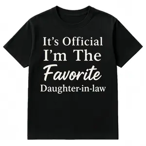 Women s My Favorite Daughter in Law Letter Pattern Crew Neck Short Sleeve T Shirt Classic Style Black Breathable Fashionable Casual Top