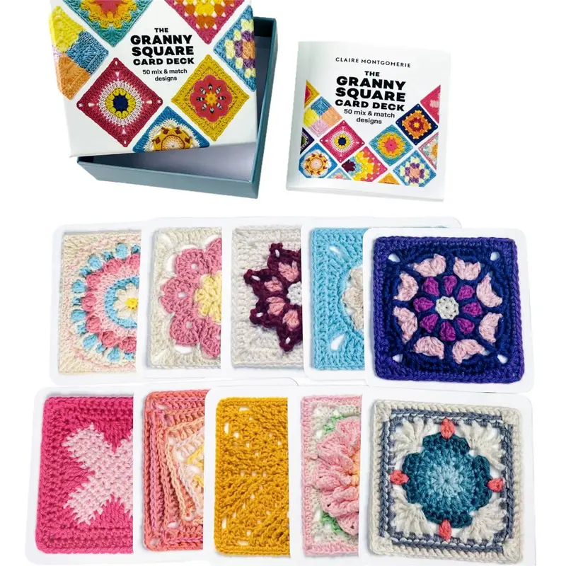 12DAYS Upgraded Granny Square Paper Card Deck - 50 Cards with Mix and Match Designs, Beginner Crochet Kit with Guide Book, Crocheting Supplies, Crafts, Ideal Gift for Any Crocheter