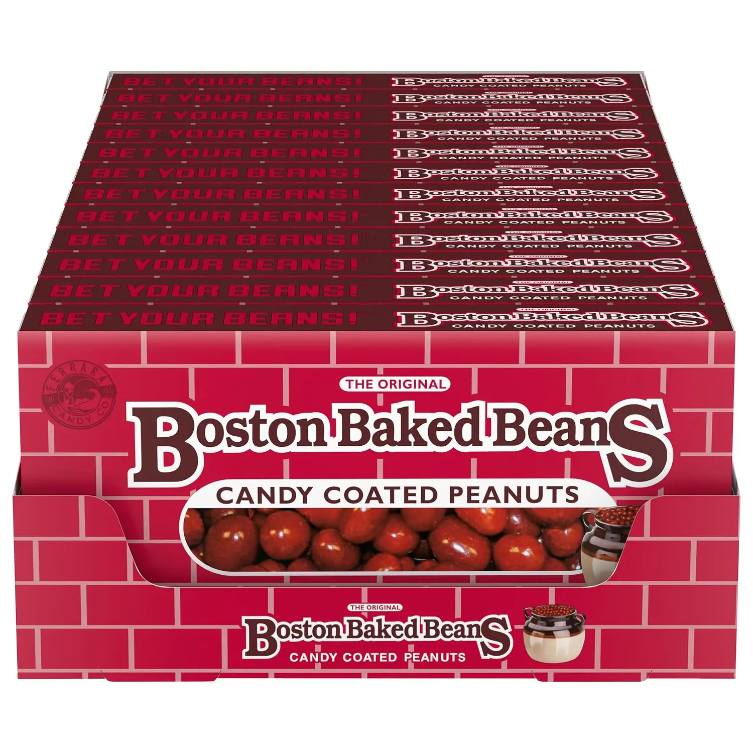 Wonka Boston Baked Beans Candy-Coated Peanuts, Sweet & Salty Flavor, 8oz Theater Candy Boxes (Pack of 24)