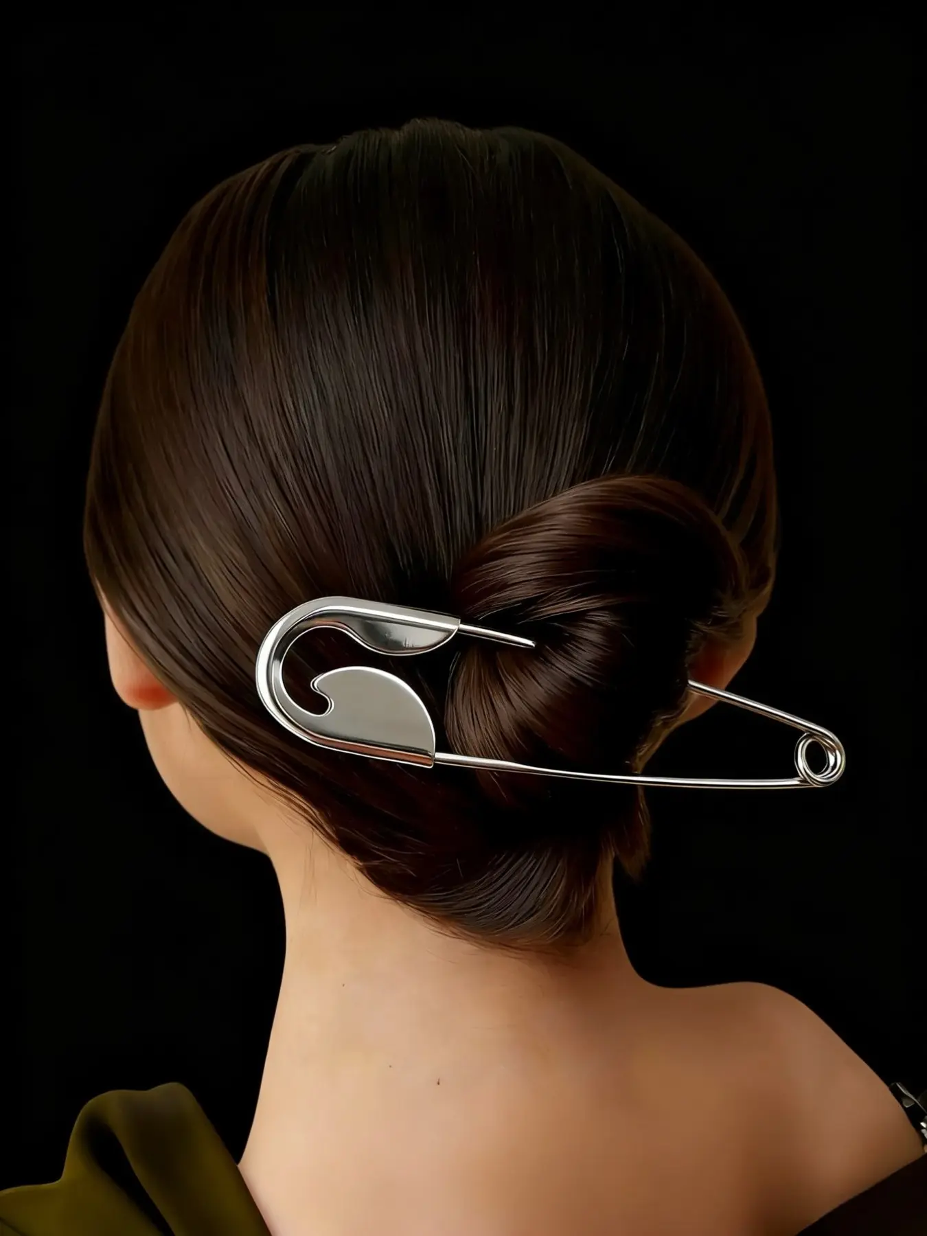 Large Silver Color Hair Clip, Minimalist Design Metal Back Headband, Fashionable Bun Maker, High-End Style, Casual All Seasons Accessory, Versatile Use, Fashion Hair Accessories